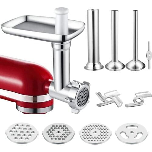 16pcs Food Meat Grinder for KitchenAid Stand Mixers SM-50 Sausage Stuffer/Grinding Plates/Grinding Blade Accessory