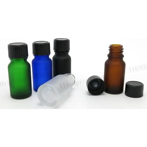 200 x 10ml Frost Amber Green blue Clear Black Boston Round Glass Essential Oil Bottler With Black Polyseal (Cone)Lined Closures