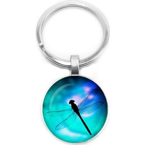 2018 New Glass Dome Dragonfly DIY Handmade Personality Keychain Welcome To Map Private Custom