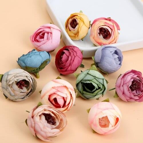 30pcs Tea Bud Flower Head DIY Wreath Material Simulation Rose Hand Made Accessories Garden Decoration