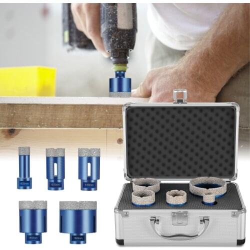 5pcs/set Dia 20/35/40/50/68mm Vacuum Brazed Diamond Drill Bit M14X75mm Drilling Core Bits Marble Ceramic Hole Saw Crown