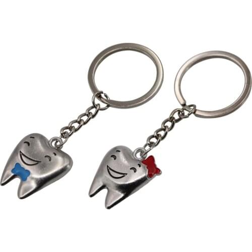 2pcs Simulation Teeth Keychain for Dentist Decoration Key Chains Tooth Model Shape Key Rings Dental Clinic as Gift
