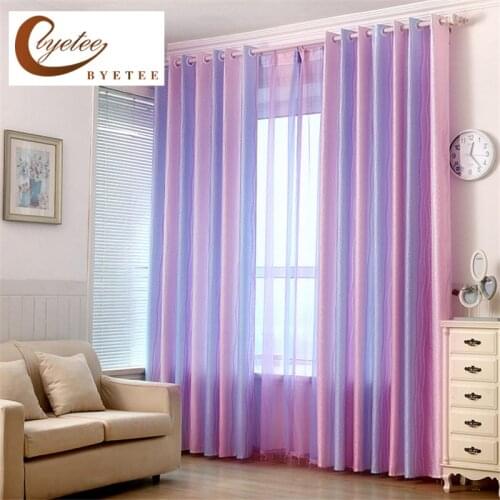 {byetee} High Quality Modern Strip Rainbow Children Baby Curtain for Living Room Window Cortina Dormitorio Bedroom Curtains