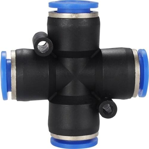 Fit 4/6/8/10/12mm OD Tube Cross 4 Ways Air Pneumatic Push In Connector Quick Release Fitting