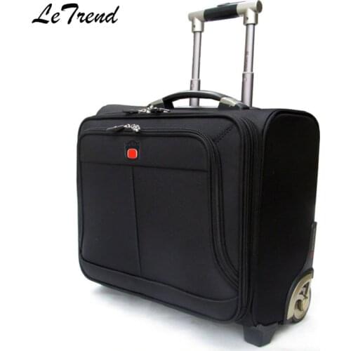 Letrend Business Leisure Rolling Luggage Casters Oxford Trolley 18 inch Women Carry On Luggage Wheels Suitcases Travel Bag Men