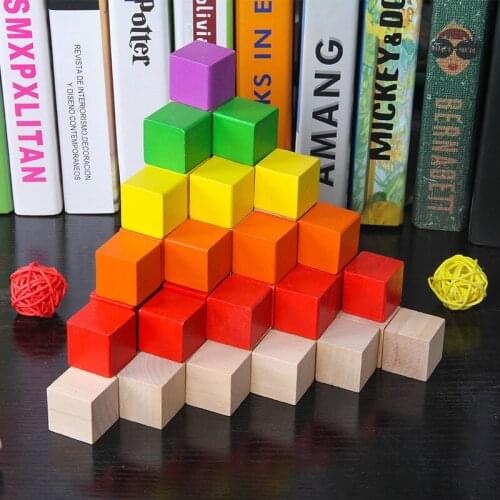 Wooden Colorful Cubes Building Blocks Toy for Children Educational Wood Squares Dice Board Game Block Toys