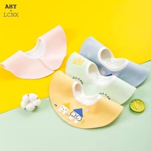 Baby Bibs 360 Degree Rotation 3 Layers Soft Cotton Cartoon Print Kids Bandana Burp Cloth Newborn Infant Saliva Towel Baby Stuff