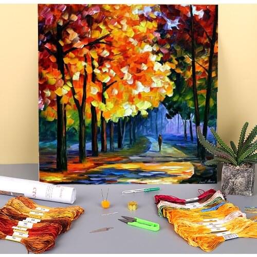 Oil Painting Style September Printed 11CT Cross-Stitch DIY Embroidery Full Kit DMC Threads Sewing Painting Knitting Mulina
