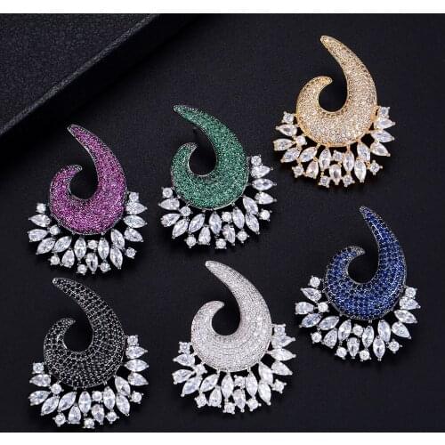 LARRAURI 2019 New Luxury Full Cubic Zirconia Inlaid Fashion Jewelry Statement Earrings Trendy Big Stud Earrings For Women