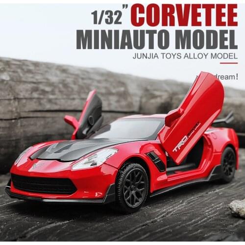 Diecast 1:32 Corvette Supercar Model Car Metal Alloy Car Simulation Pull Back Vehicles Cars Toys For Kids Gifts For Children