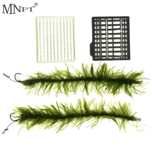 MNFT 8 Set Simulation Seagrass Line Carbon Steel Hook Size 2# 4# 6# 8# Boilie Stops Carp Fishing Tackle Tool Accessories