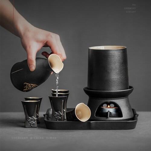 Luxury Wine Glass Set Japanese Style Sake Wine Modern Hot Wine Jug Ceramic Glass Set Gift Decantador Vino Bar Accessories DG50BS