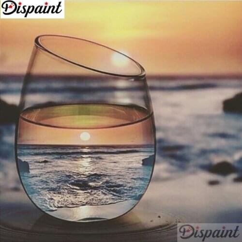 Dispaint Full Square/Round Drill 5D DIY Diamond Painting "Sunset cup scenery" 3D Embroidery Cross Stitch 5D Home Decor A12929