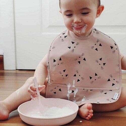 Infant Sleeveless Bib with Pocket Baby Stuff Children Accessories Feeding Drawing Apron Waterproof Adjustable Cute Print Bibs