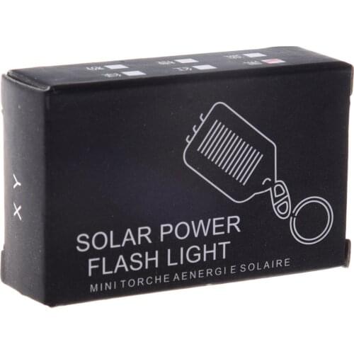 Bulk Price New Small Black Solar-powered LED Flashlight w/ Keychain handy neat bright