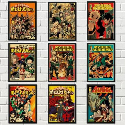 Japanese Anime My Hero Academia Retro Movie poster Home decoration Canvas Poster Painting Room Wall stickers Art Decor A750