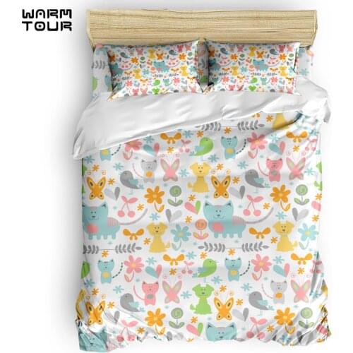 WARMTOUR Duvet Cover Animal Children Wallpaper Duvet Cover Set 4 Piece Bedding Set For Beds DHL Shipping Methods