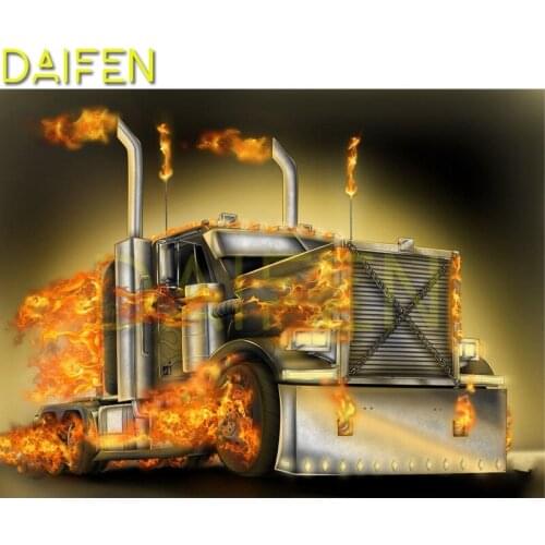 Full Round Diamond painting Cross stitch transform Truck head 5D DIY Diamond embroidery Full Square Diamond mosaic Raging fire