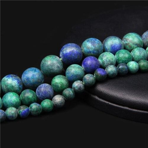 RISYF Matte Phoenix Lapis Lazuli Round Mineral Beads Natural Stone For DIY Jewelry Making Bracelet Neacklace Accessories 15.5"