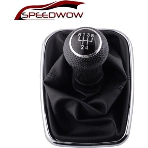 SPEEDWOW Car Gear Shift Knob 5 Speed PU Leather Shifter Stick With Dustproof Cover Shifter Lever For VW Golf R32 Bora MK4 Jetta