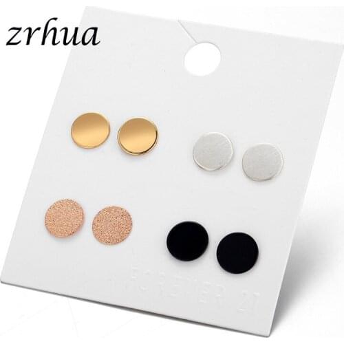 ZRHUA Classic Design jewelry Simple Round stud earring Sets 4 PCS Retro Statement Earringsfor Girls gift for Woman Vintage Brico