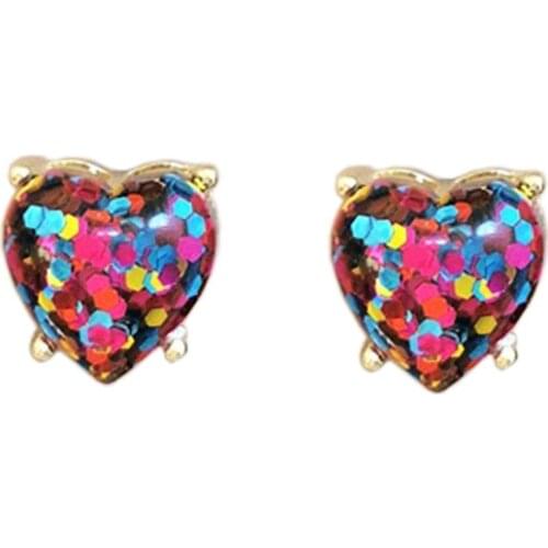 ZWPON 2020 New Glitter Heart Stud Earrings for Women Fashion Jewelry Gold Statement Love Heart Earrings Valentines Day Gift