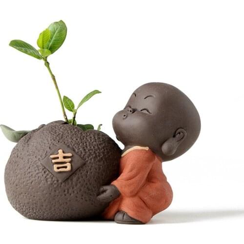 Cute Little Monk Tea Pet Hydroponic Vase Creative Tea Set Pet Decoration Boutique Tea Ceremony Accessories Free Shipping
