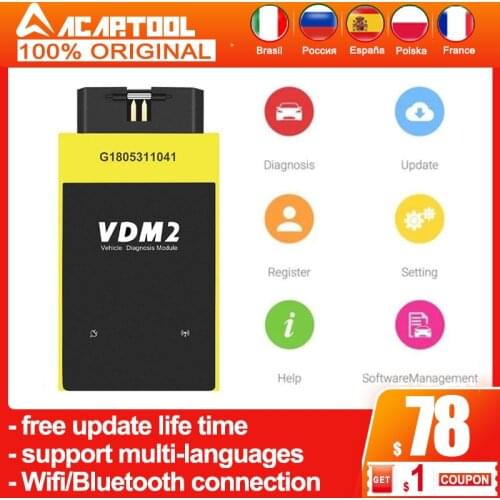 Original UCANDAS VDM2 Full system V5.2 Bluetooth/Wifi OBD2 VDM II for Android VDM 2 OBDII Code Scanner PK easydiag Update free