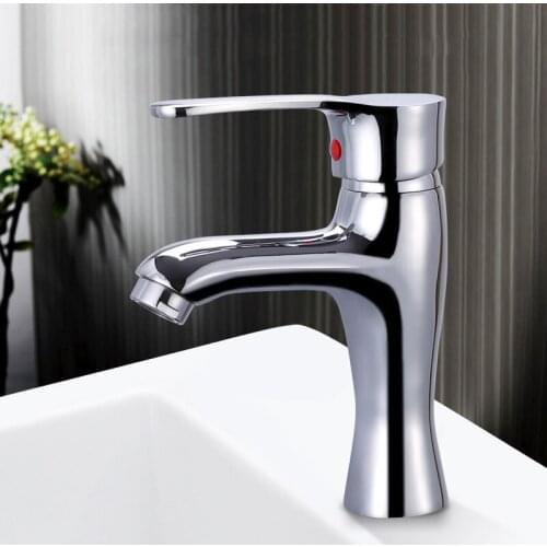 Bathroom Basin Faucet Copper Sink Faucet Deck Mounted Hot Cold Water Mixer Tap Wash Basin Tap Single Hole Mixing Water Faucet