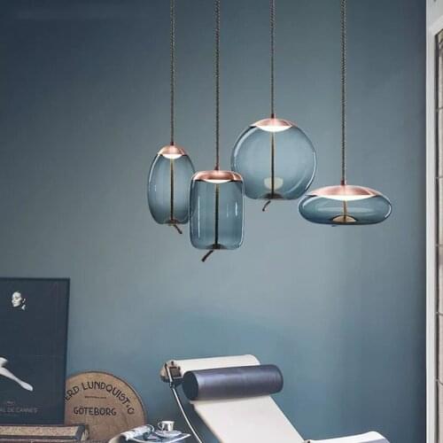 Modern Color Glass Pendant Lights Living Room Led Restaurant Bedroom Office Kitchen Fixtures Hanging Lamp Lamparas De Techo