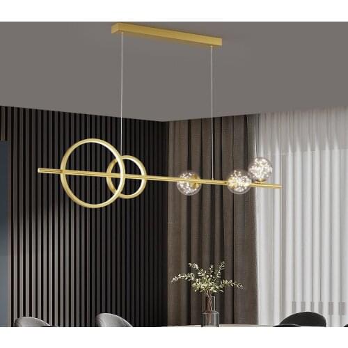 Modern LED Chandelier Lighting Nordic Black/Golden For Living RoomOffice Pendant Lamp Dining Room Bar 44W L120CM Hanging Lights