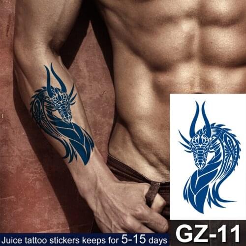 Tattoo blueprint waterproof long lasting fake tattoo dragon wolf temporary tattoo for men boys arm sleeve shoulder body art