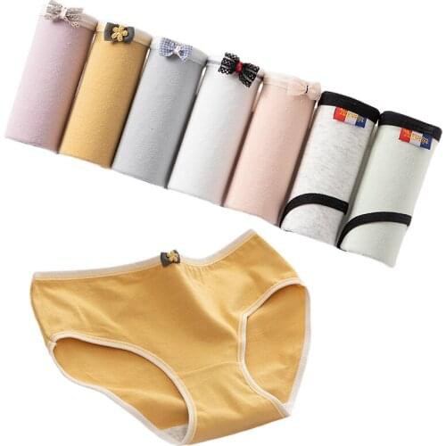 7Pcs Plus Size Panties Girl Briefs Shorts Intimates Sexy Lingeries Calcinha Cotton Underpants Lovely Panty Cueca Underwear Women