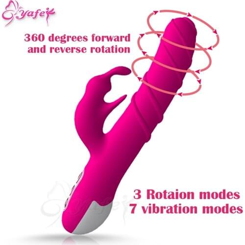 Silicone Rotation Rabbit Vibrator Waterproof G Spot Vibrator USB Charging Dildo Vibrator Clitoris Stimulator Sex Toys for Woman