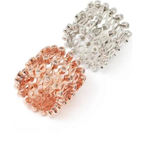 Magic 2 In 1 Folding Retractable Ring Bracelet Telescopic Rings Change Bracelet for Women Gift Romantic Zircon Jewelry