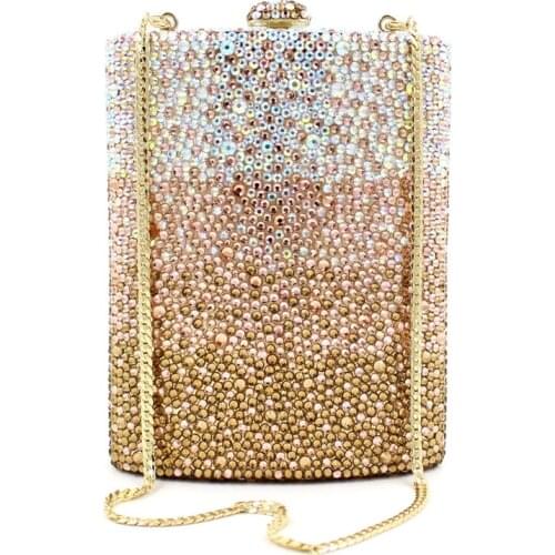 XIYUAN female Crystal Minaudiere Evening Bags Wedding Party Cocktail Ladies Rhinestones Handbag Box Clutch Purse shoulder bags