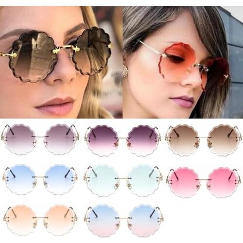 Rimless Shades for Women Wholesale Flower Round Sunglasses Women 2020 Retro Glasses Bulk Circle Sunglasses Female Goggle Oculos