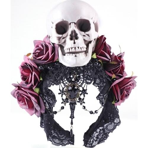 Halloween Skull Headband Tiara Crowns For Women Girls Skeleton Hairband Party Fancy Dress Gothic Headpiece