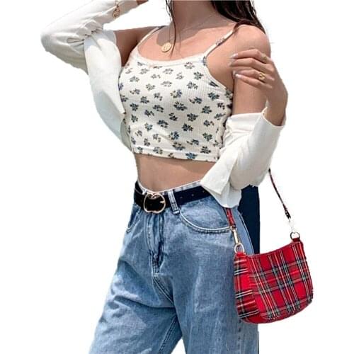 Women Sexy Crop Cami Top, Soft Breathable Sleeveless Lace Trim Floral Print Camisole