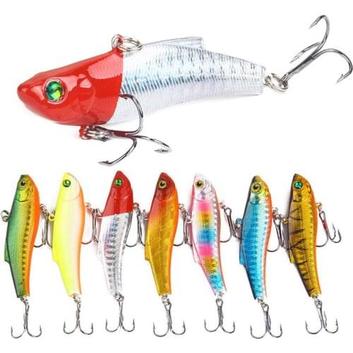 1PCS 7cm/18g Winter Sea Hard Fishing Lure VIB Bait 3D Eyes With Lead Inside Diving Swivel Jig Wing Sinking Wobbler Crankbait