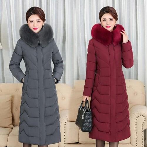 Mothers Winter Coat Large Middle-aged And Elderly Womens Thickened Cotton Jacket Medium Long Thickened Cotton Jacket For 40-50