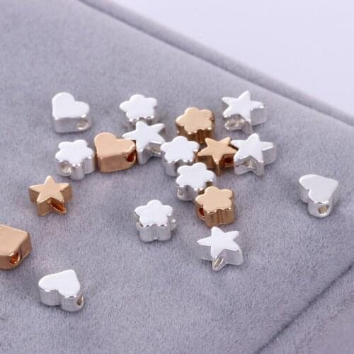 Gold Silver Heart Flower Star Beads Copper Pendants For DIY Necklace,Bracelets Jewelry Accessories Making Material