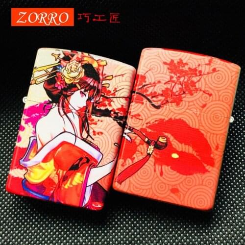 Zorro Brass Color Printing Retro Classic Kerosene Lighter Men And Women Smoking Lighter Accessories Gadget Gift
