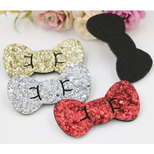 100 pcs/lot , Beautiful Glitter Felt Hair Bow, Glitter bows