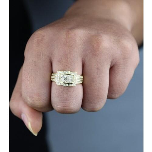 2021 Simple hiphop band engagement ring iced out 5A cz cubic zirconia for men punk eternity ring anniversary wedding jewelry