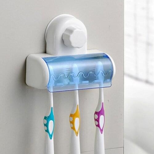 Bathroom Accessories Set 6 Position Toothbrush Holder Wall Mount Tooth brush Storage Rack Suction Cup Toothbrush Organizer