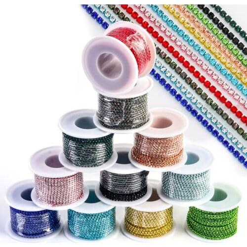 1/10Yard Flatback Rhinestone Chain Glitter Crystal Sew On Glue On Rhinestones for Clothes DIY Garment Accessories Trim Cup Chain