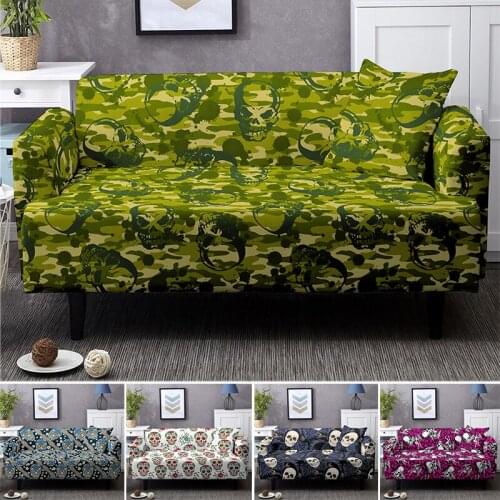 Skull Couch Cover Slip-Resistant Stretch Sofa Covers For Living Room Removable Love-seat Slipcover Fit L Shape Corner Sofas