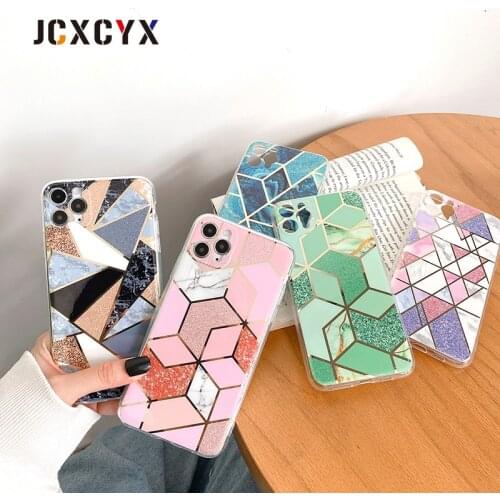 Luxury Electroplated Geometric Marble Glossy soft hard Phone Case for iphone 12 Pro Max 11 Pro Max X XS XR 7 8 Plus SE 20 cover