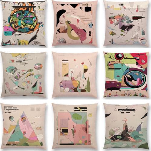 Colorful Abstract Art Ancient Infographics Avocado Symphony Apocalypse Prints Cushion Cover Sofa Home Decor Throw Pillow Case